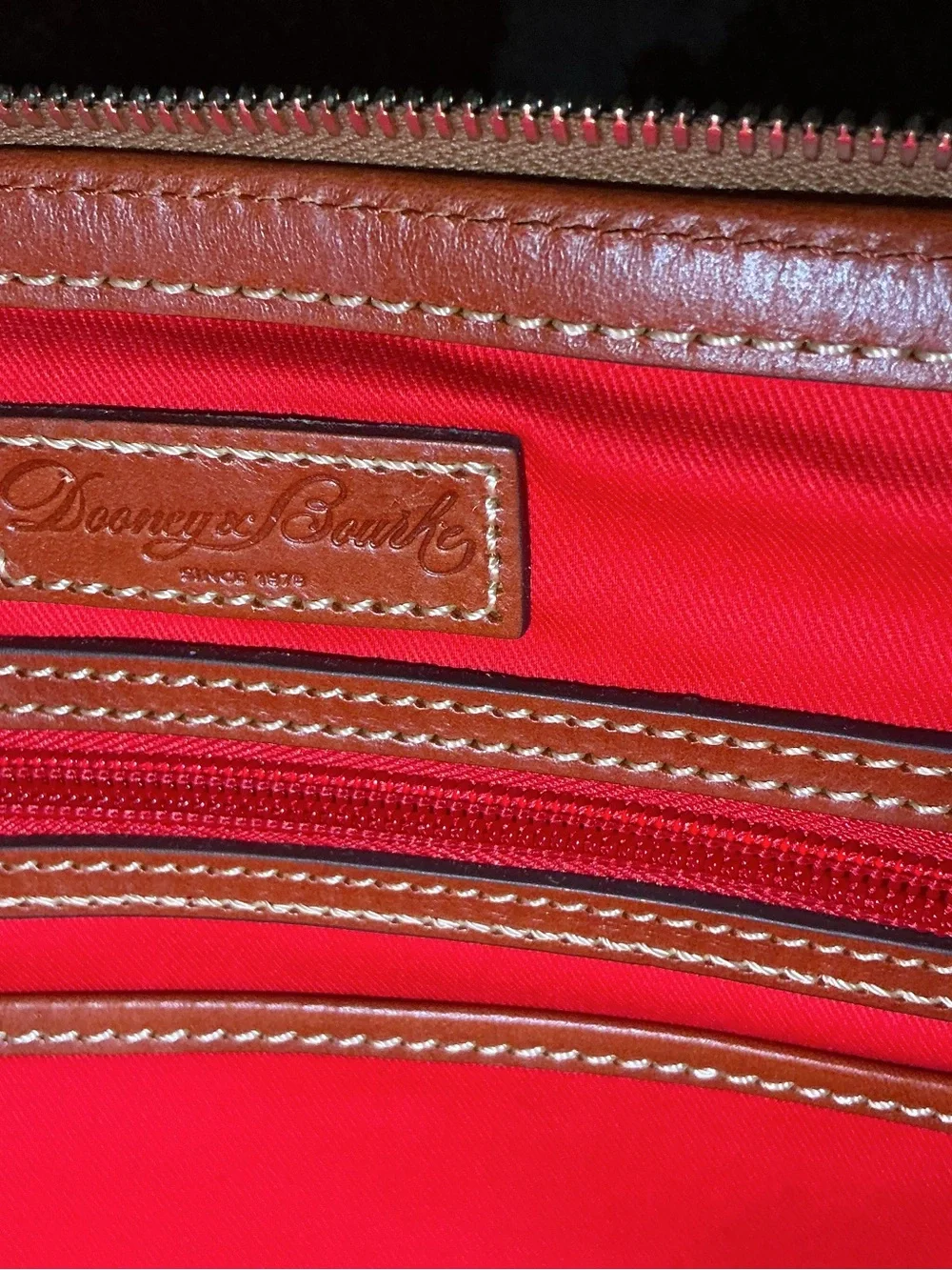 Dooney & Bourke Pebble Grain Zip Zip Dome Satchel - Oyster with British Tan Trim